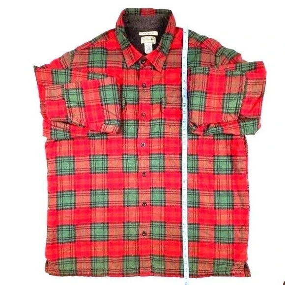 VTG LL Bean Traditional Fit Plaid Flannel Lined Shirt Jacket Red Green Mens L‎ - Picture 6 of 8